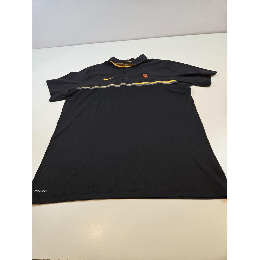 USC Trojans Shirt Mens XL Black NCAA Football Nike Dri Fit Polo Golf Top